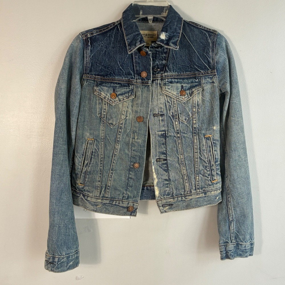 Denim & Supply Ralph Lauren Trucker Jacket Womens XS Distressed Boho Festival